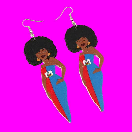 •	Caribbean Haiti Pride Earrings