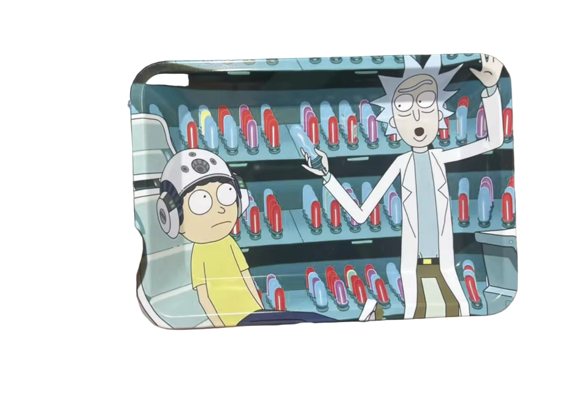Rick & Morty Design Rolling Tray – Metal, Durable & Easy to Clean
